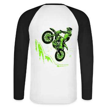 motocross moto cross biker gift humor motorcycle - Unisex Long Sleeve Baseball T-Shirt - white/black - Back - Nik (191cm)
