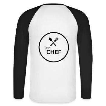 Coocking Chef - Unisex Baseballshirt langarm - Weiß/Schwarz - Hinten - Nik (191cm)