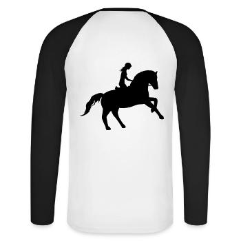 Le cavalier et le cheval unis - T-shirt baseball manches longues Homme - blanc/noir - Dos - Nik (191cm)