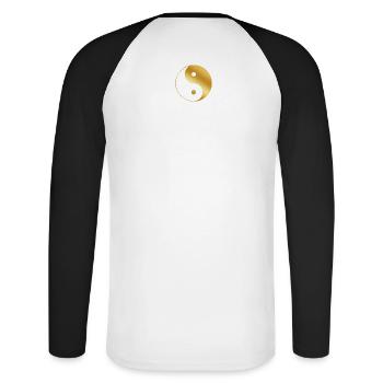 Yin Yang gold - Unisex Long Sleeve Baseball T-Shirt - white/black - Back - Nik (191cm)