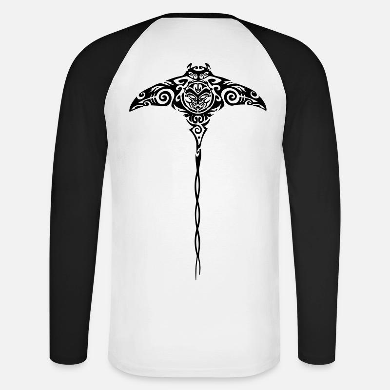 Aloha Ray - Unisex Baseballshirt langarm - Weiß/Schwarz