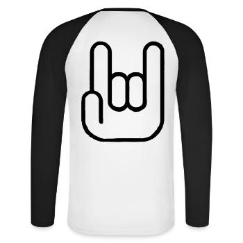 It rocks - Unisex Baseballshirt langarm - Weiß/Schwarz - Hinten - Nik (191cm)