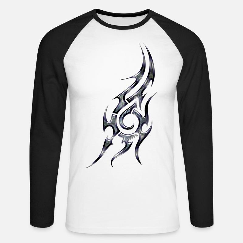 Tribal 3 von Custom - Unisex Baseballshirt langarm - Weiß/Schwarz