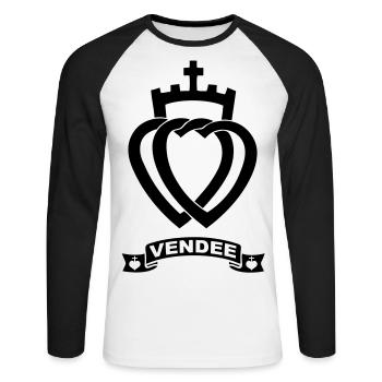 coeurs vendéen - T-shirt baseball manches longues Homme - blanc/noir - Devant - Nik (191cm)