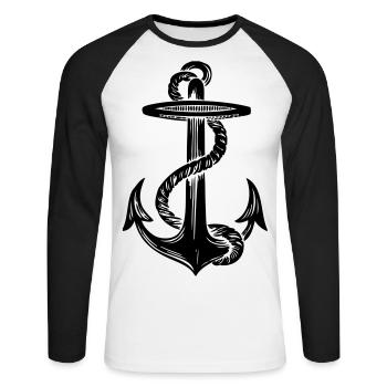 Schwarzer Anker - Black Anchor - Unisex Baseballshirt langarm - Weiß/Schwarz - Vorne - Nik (191cm)