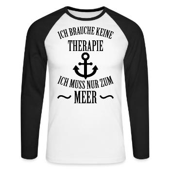 Meer Schiff Anker See Norddeutsch Spruch Geschenk - Unisex Baseballshirt langarm - Weiß/Schwarz - Vorne - Nik (191cm)