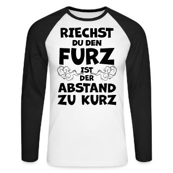 Riechen Furz Abstand Lustiger Spruch Pups Geschenk - Unisex Baseballshirt langarm - Weiß/Schwarz - Vorne - Nik (191cm)