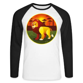 Lion Design Big Cat Big Cat Cat Fun Gift - Unisex Long Sleeve Baseball T-Shirt - white/black - Front - Nik (191cm)