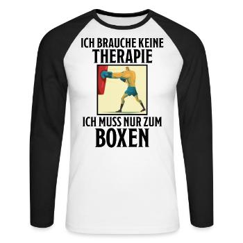 Boxen Lustiger Spruch Boxsack Boxer Sport Geschenk - Unisex Baseballshirt langarm - Weiß/Schwarz - Vorne - Nik (191cm)