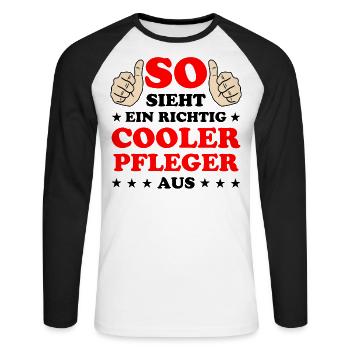 Pfleger Pflege Fun Lustiger Spruch Krank Geschenk - Unisex Baseballshirt langarm - Weiß/Schwarz - Vorne - Nik (191cm)