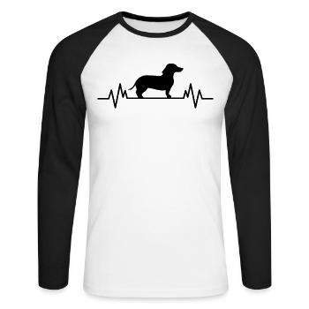 Dachshund Heartbeat Dog Funny Pet Gift - Unisex Long Sleeve Baseball T-Shirt - white/black - Front - Nik (191cm)