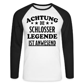 Schlosser Lustiger Spruch Beruf Schloss Geschenk - Unisex Baseballshirt langarm - Weiß/Schwarz - Vorne - Nik (191cm)