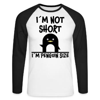 Pingouin Drôle de sort Petit Fun Antarctique Cadeau - T-shirt baseball manches longues Homme - blanc/noir - Devant - Nik (191cm)