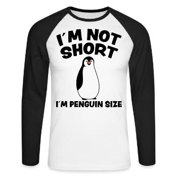 Pingouin Drôle de sort Petit Fun Antarctique Cadeau - T-shirt baseball manches longues Homme - blanc/noir - Devant - Nik (191cm)