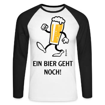 XEin Bier Geht Noch! (Bierchen / Cartoon / Lustig) - Unisex Baseballshirt langarm - Weiß/Schwarz - Vorne - Nik (191cm)