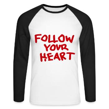 SUIVEZ VOTRE CŒUR Love Street Art Typography - T-shirt baseball manches longues Homme - blanc/noir - Devant - Nik (191cm)