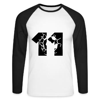 Football jersey number 11 - Unisex Long Sleeve Baseball T-Shirt - white/black - Front - Nik (191cm)