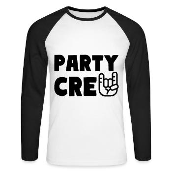 PARTY CREW Feiern - Unisex Baseballshirt langarm - Weiß/Schwarz - Vorne - Nik (191cm)
