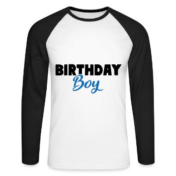 Anniversaire garçon Jungen Geburtstag - T-shirt baseball manches longues Homme - blanc/noir - Devant - Nik (191cm)
