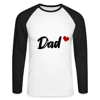 Dad Herz Papa Vater - Unisex Baseballshirt langarm - Weiß/Schwarz - Vorne - Nik (191cm)