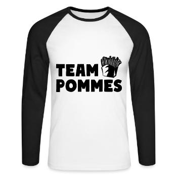Team fries fries French fries - Unisex Long Sleeve Baseball T-Shirt - white/black - Front - Nik (191cm)