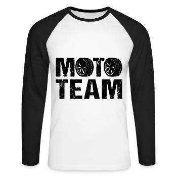 Moto Team Motorcycle Motorsport - T-shirt baseball manches longues Homme - blanc/noir - Devant - Nik (191cm)