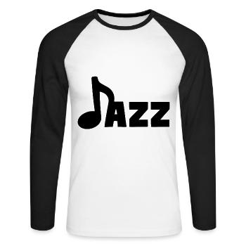 Jazz Music Note Jazz Soul Blues Music - T-shirt baseball manches longues Homme - blanc/noir - Devant - Nik (191cm)