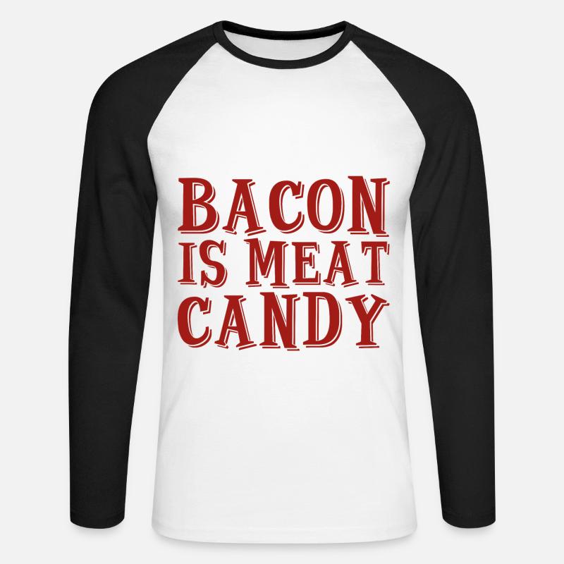 Bacon Is Meat Candy 2 - Unisex Baseballshirt langarm - Weiß/Schwarz