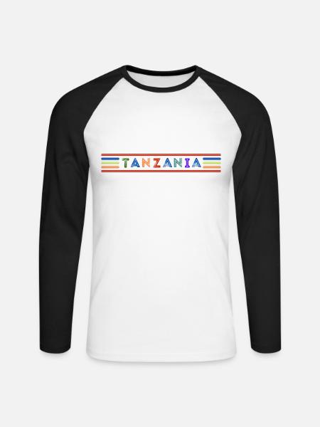 TANSANIA - Unisex Baseballshirt langarm - Weiß/Schwarz