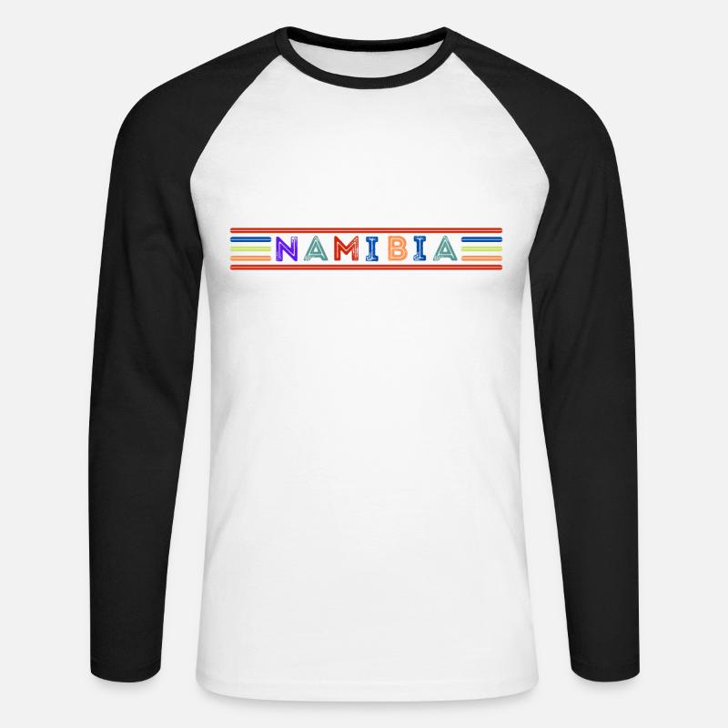 NAMIBIA - Unisex Baseballshirt langarm - Weiß/Schwarz
