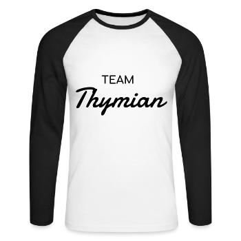 Team Thymian - Kräuter Liebhaber - Unisex Baseballshirt langarm - Weiß/Schwarz - Vorne - Nik (191cm)