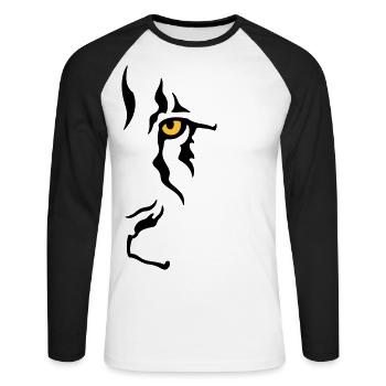 Œil de lion 2 (gauche) - T-shirt baseball manches longues Homme - blanc/noir - Devant - Nik (191cm)