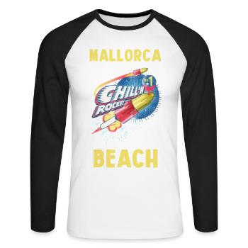 Mallorca Beach - Unisex Long Sleeve Baseball T-Shirt - white/black - Front - Nik (191cm)