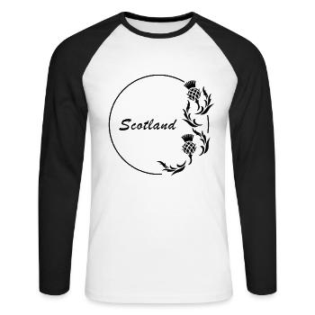 Schottland Distel Nationalblume Kreis Scotland - Unisex Baseballshirt langarm - Weiß/Schwarz - Vorne - Nik (191cm)