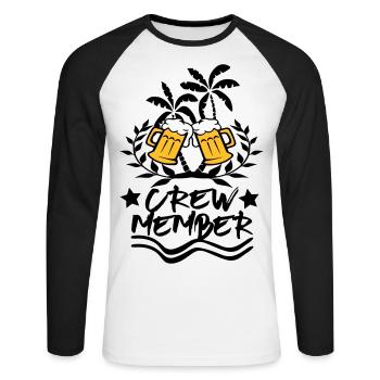Membre d'équipage / Design du parti - T-shirt baseball manches longues Homme - blanc/noir - Devant - Nik (191cm)