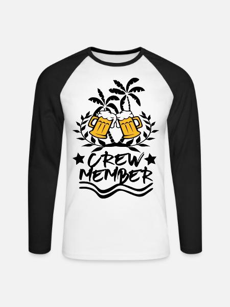 Crew Member / Party Design - Unisex Long Sleeve Baseball T-Shirt - white/black