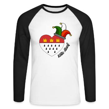 Kölle Alaaf Carnaval de la cathédrale de Cologne Kölsch - T-shirt baseball manches longues Homme - blanc/noir - Devant - Nik (191cm)