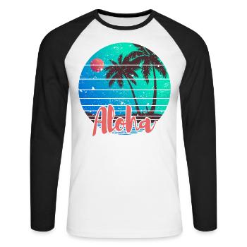Aloha - T-shirt baseball manches longues Homme - blanc/noir - Devant - Nik (191cm)