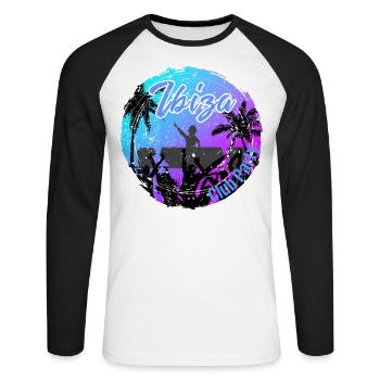 Ibiza Club Party - T-shirt baseball manches longues Homme - blanc/noir - Devant - Nik (191cm)