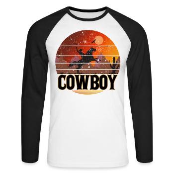 Cowboy - Unisex Baseballshirt langarm - Weiß/Schwarz - Vorne - Nik (191cm)