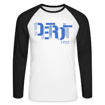 Art de rue de Détroit - T-shirt baseball manches longues Homme - blanc/noir - Devant - Nik (191cm)