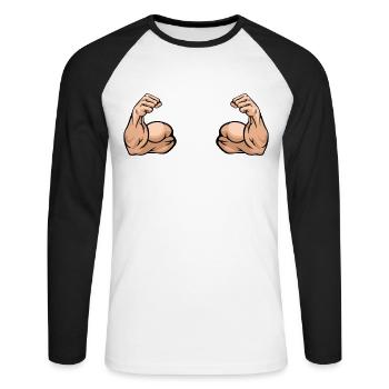 biceps - Unisex Long Sleeve Baseball T-Shirt - white/black - Front - Nik (191cm)