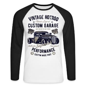 HOTROD HOT ROD RETRO VINTAGE HOTRODS MUSCLE MOTIFS - Unisex Long Sleeve Baseball T-Shirt - white/black - Front - Nik (191cm)