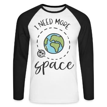 PLUS PLACE TERRE MONDE ESPACE PLANÈTE UNIVERS MOTIF - T-shirt baseball manches longues Homme - blanc/noir - Devant - Nik (191cm)
