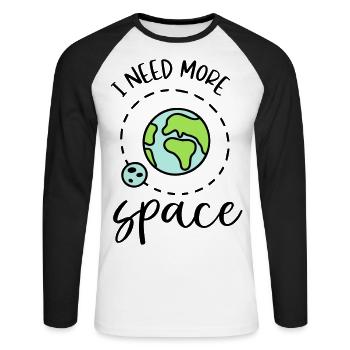 PLUS PLACE TERRE MONDE ESPACE ESPACE PLANÈTE VIE - T-shirt baseball manches longues Homme - blanc/noir - Devant - Nik (191cm)