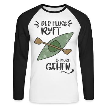 FLUSS RUFT KANU KAYAK WILDWASSER GEHEN SEE MOTIVE - Unisex Baseballshirt langarm - Weiß/Schwarz - Vorne - Nik (191cm)