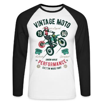 MOTOCROSS ENDURO CROSS MOTORCYCLE MOTIF GIFT - Unisex Long Sleeve Baseball T-Shirt - white/black - Front - Nik (191cm)