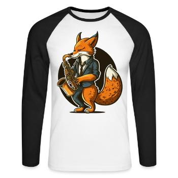 Jazz Fuchs - Unisex Baseballshirt langarm - Weiß/Schwarz - Vorne - Nik (191cm)