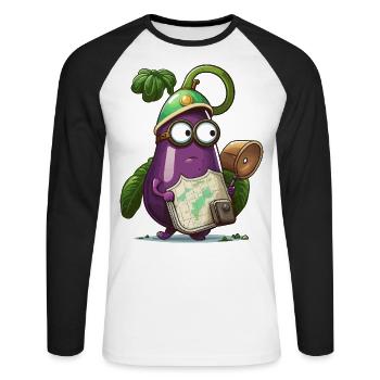 Eggplant Expeditions - Unisex Long Sleeve Baseball T-Shirt - white/black - Front - Nik (191cm)