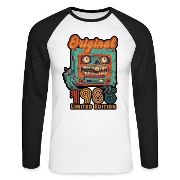 Cassette originale 1985 en édition limitée Anniversaire - T-shirt baseball manches longues Homme - blanc/noir - Devant - Nik (191cm)